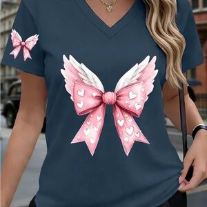 Women's Navy Angel Wing Bow Top